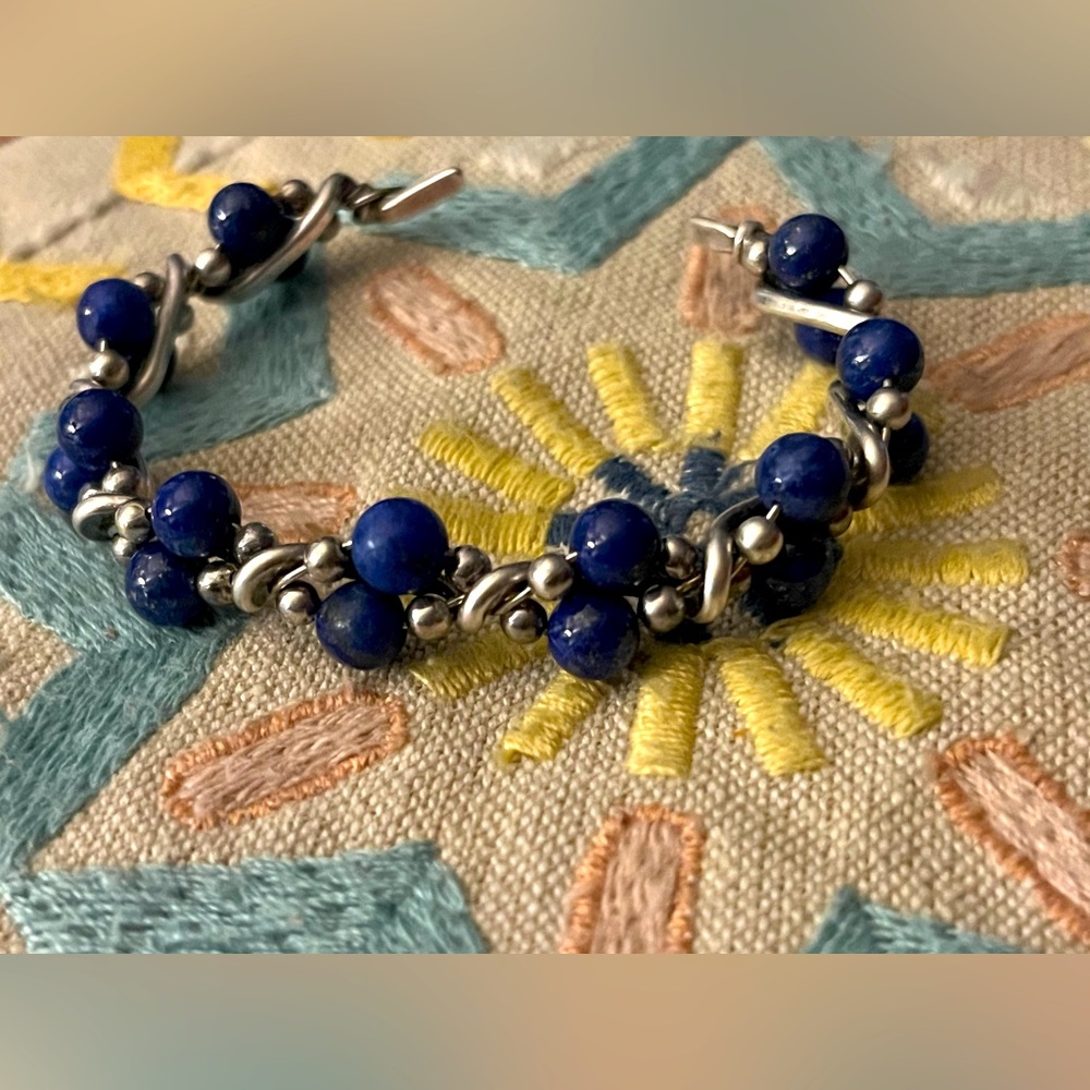 VINTAGE SILVER LAPIZ BRACELET